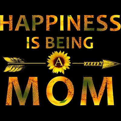 Junior's Design By Humans Happiness Is Being A Mom Sunflower Arrow By Shirtpublic T-Shirt
