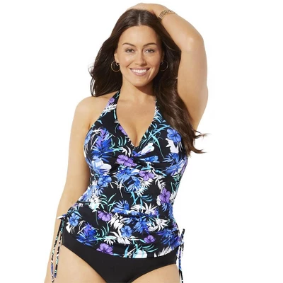 Swimsuits For All Women’s Plus Size Adjustable Underwire Tankini Top - Image 3