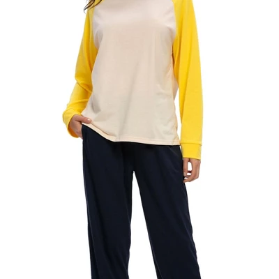 Cheibear Womens Sleepwear Round Neck Nightwear With Pants Pajama Lounge Set - Image 4