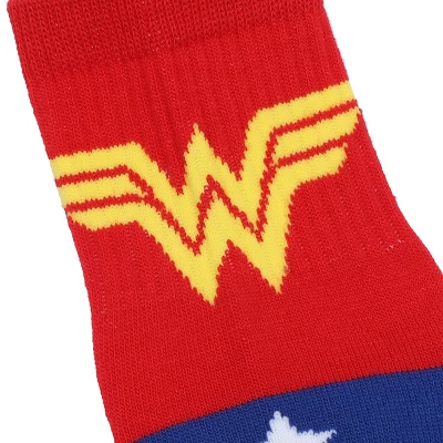 Wonder Woman Logo Red, White And Blue Athletic 3-Pack Quarter Crew Socks - Image 4