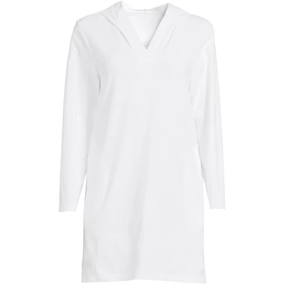 Lands' End Women's Cotton Jersey Long Sleeve Hooded Swim Cover-up Dress - Image 4