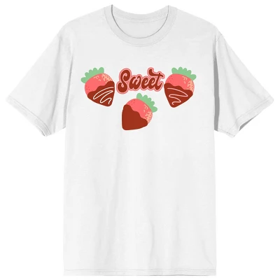 Bioworld Valentine's Day Sweet Strawberries Crew Neck Short Sleeve Women's White T-shirt - Image 3