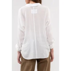 August Sky Women's Collared Split Neck Long Sleeve Top