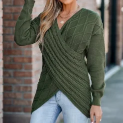 Women's Cable Knit Wrap Sweater - Cupshe