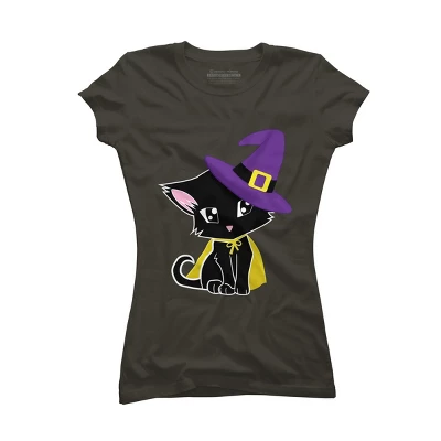 Junior's Design By Humans Halloween Cat By AdrianaOliveira T-Shirt - Image 5