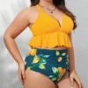 Women's High Waist Ruffled Plus Size Bikini Set - Cupshe
