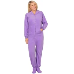 Footed Pajamas - Royal Purple Adult Hoodie Fleece Onesie
