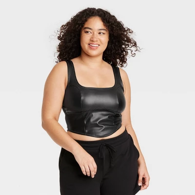 Women's Faux Leather Corset - Colsie⢠Black - Image 3