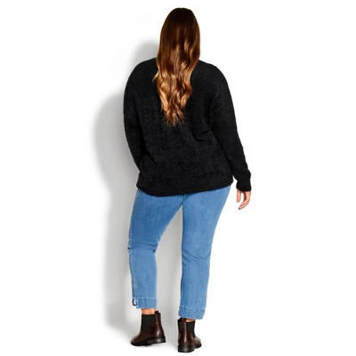 Women's Plus Size Snow Sparkle Sweater - Black | AVENUE - Image 3