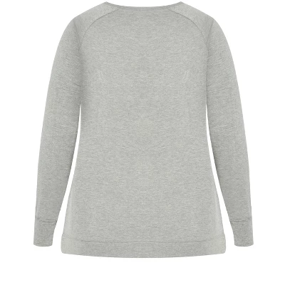 Women's Plus Size Sequin Sweat Top - Gray Marle | AVENUE - Image 5