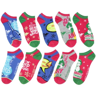 Elf The Movie Buddy The Elf Sayings 5 Pairs No Show Ankle Socks For Women Multicoloured