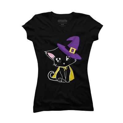 Junior's Design By Humans Halloween Cat By AdrianaOliveira T-Shirt - Image 6