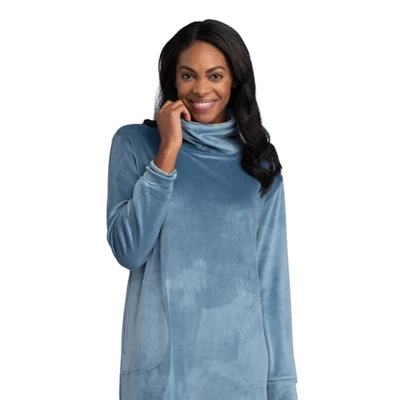 Softies 46" Feather Velour Funnel Neck Lounge Dress