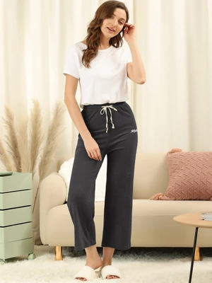 Allegra K Women's Wide Leg Drawstring Comfy Yoga Pants Lounge Pajamas Pants - Image 2