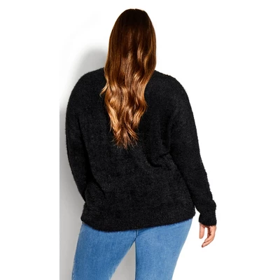 Women's Plus Size Snow Sparkle Sweater - Black | AVENUE - Image 2