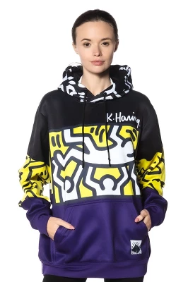 Members Only - Women's Keith Haring X Members Only Hoodie Oversized Jacket - Purple - Image 5