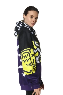 Members Only - Women's Keith Haring X Members Only Hoodie Oversized Jacket - Purple - Image 4