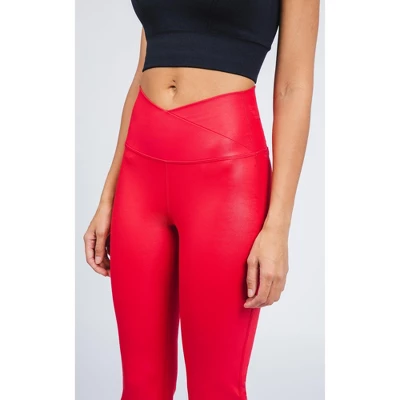 90 Degree By Reflex Interlink High Shine Cire Elastic Free V-Back Flared Leg Yoga Pants - Image 3