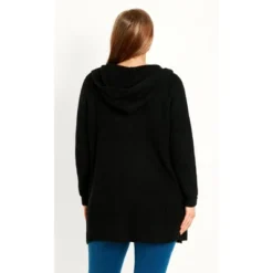 Women's Plus Size Hooded Cardigan - Black | EVANS