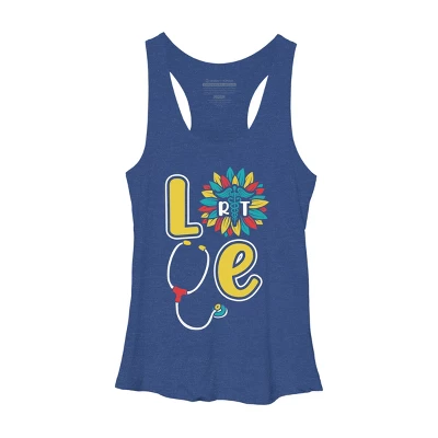 Women's Design By Humans RT Stethoscope Gift Respiratory Therapist Costume Gifts By Lukesstore Racerback Tank Top - Image 9