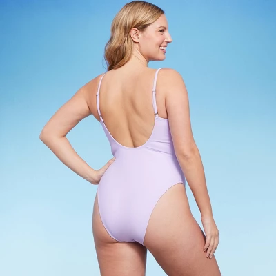 Women's Shirred Detail Underwire High Leg Extra Cheeky One Piece Swimsuit - Wild Fable⢠Lilac Purple - Image 2