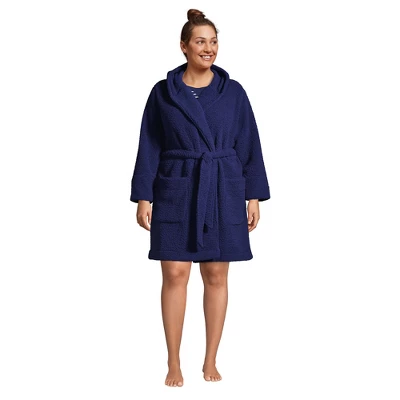 Lands' End Women's High Pile Fleece Hooded Robe - Image 4