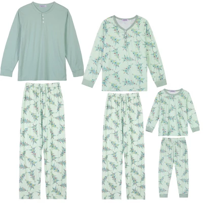 Cheibear Christmas Tree Long Sleeve Tops With Pants Lounge Family Pajama Sets Green - Image 5