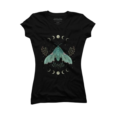 Junior's Design By Humans Luna And Moth By EpisodicDrawing T-Shirt - Image 3