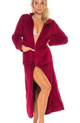 Women's Zip Up Fleece Robe, Soft Warm Plush Zipper Bathrobe - Image 8