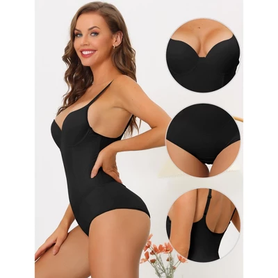 Allegra K Women's Adjustable Shoulder Strap Tummy Control Shaping Full Leotard - Image 2