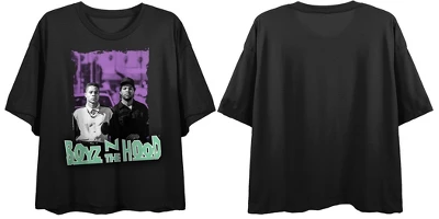 Boyz N The Hood Photo & Logo Crew Neck Short Sleeve Women's Black Boyfriend Crop T-shirt - Image 5