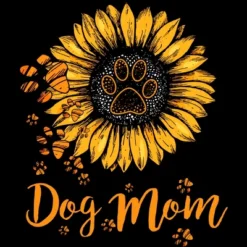 Junior's Design By Humans Mother's Day Dog Mom Sunflower Paw By Dodorindesign T-Shirt
