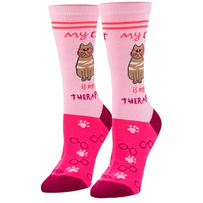 Cool Socks My Dog, Cat Is My Therapist Fun Print Novelty Crew Socks For Women, Size 5-10 - Image 7