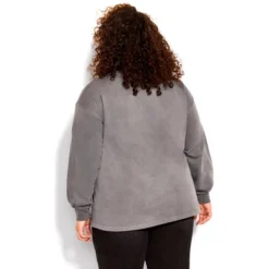 Women's Plus Size Sadie Graphic Sweat Top - Gray | SOCIETIE+