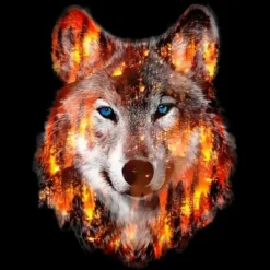 Junior's Design By Humans Wolf Escape From Forest Fire By Hkartist T-Shirt