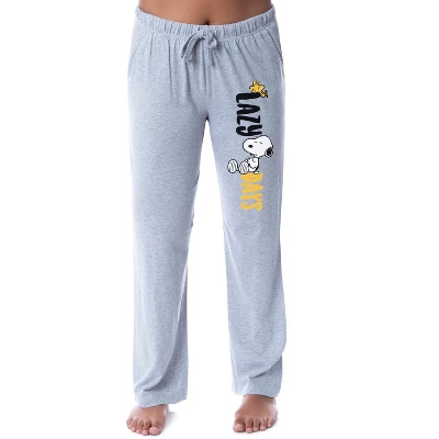 Peanuts Womens' Snoopy And Woodstock Lazy Days Sleep Pajama Pants Grey - Image 4