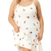 Agnes Orinda Women's Plus Size Sleeveless Fruit Ruffle Hem Nightgown