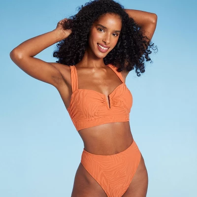 Women's Bandeau Jacquard Bikini Top - Shade & Shore™ Orange - Image 3