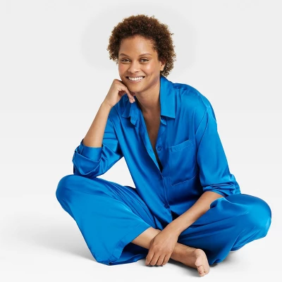 Women's Satin Long Sleeve Button Down Pajama Shirt - Stars Above⢠- Image 2