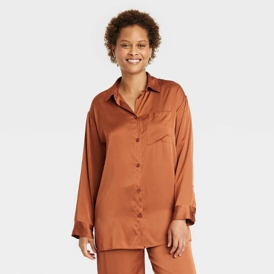Women's Satin Long Sleeve Button Down Pajama Shirt - Stars Above⢠- Image 4