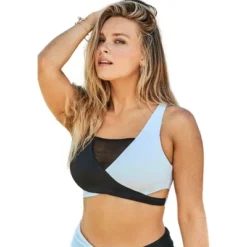 Swimsuits For All Women’s Plus Size Hollywood Colorblock Wrap Bikini Top