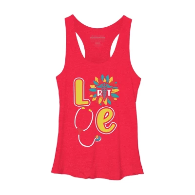 Women's Design By Humans RT Stethoscope Gift Respiratory Therapist Costume Gifts By Lukesstore Racerback Tank Top - Image 8