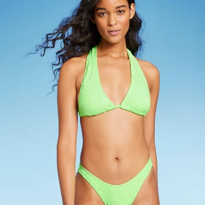 Women's Terry Textured U-Neck Multi-Way Bralette Bikini Top - Wild Fable⢠Tropical Green - Image 3