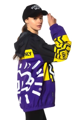 Members Only - Women's Colorblock Windbreaker Oversized Jacket - Purple - Image 3