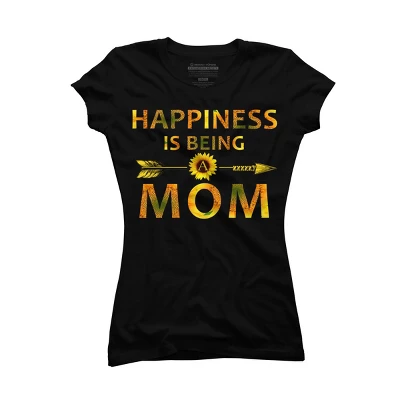 Junior's Design By Humans Happiness Is Being A Mom Sunflower Arrow By Shirtpublic T-Shirt - Image 2