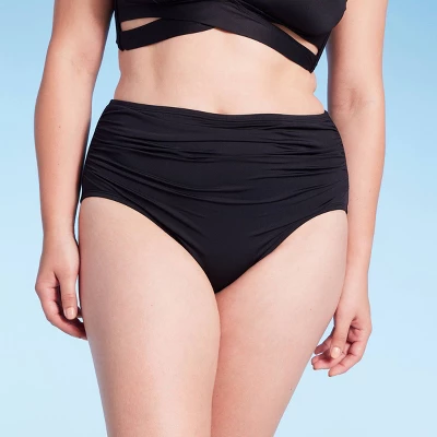 Women's Shirred High Waist Brief Full Coverage Bikini Bottom - Shade & Shoreâ„¢ - Image 3