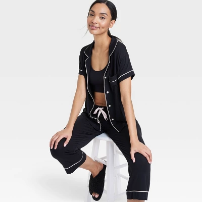 Women's Beautifully Soft Short Sleeve Notch Collar Top And Pants Pajama Set - Stars Above⢠- Image 2