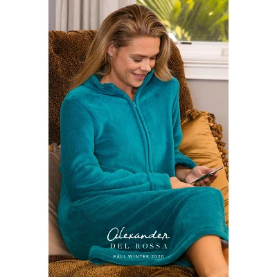 Women's Zip Up Fleece Robe, Soft Warm Plush Zipper Bathrobe - Image 6