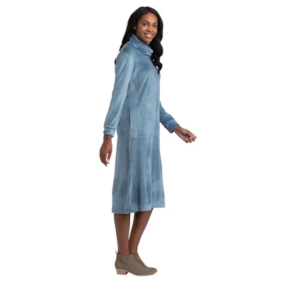 Softies 46" Feather Velour Funnel Neck Lounge Dress - Image 2