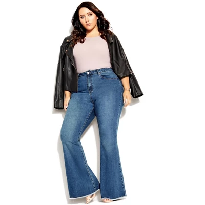 Women's Plus Size Harley Classic Flare Jean - Light Wash | CITY CHIC - Image 3